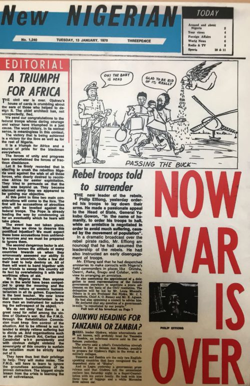 Newspaper publication at the end of the civil war – No victor, no vanquished
