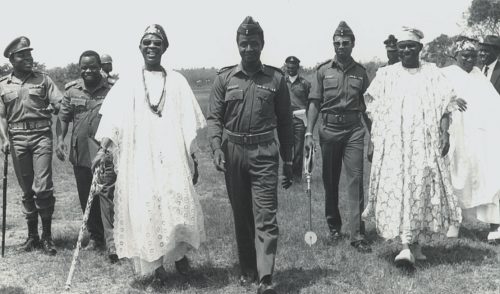 With Alake of Egbaland, Oba Lipede and Generals Huseni, Innih, Magoro