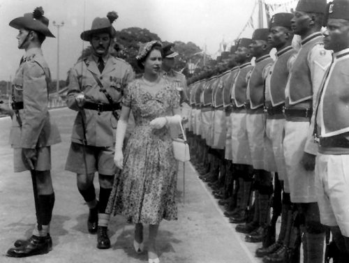 Inspection soldiers of the West African Frontier Force during a ceremonial parade.
