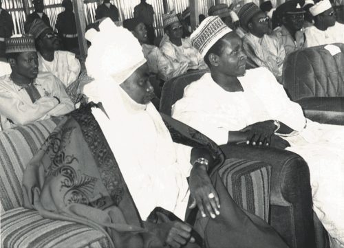 Shehe Musa Yar’Adua(Right) with Emir of Kano, Alhaji Ado Bayero  during a courtesy visit to royal fathers on the objectives and benefits of the administration’s Local Government Reforms