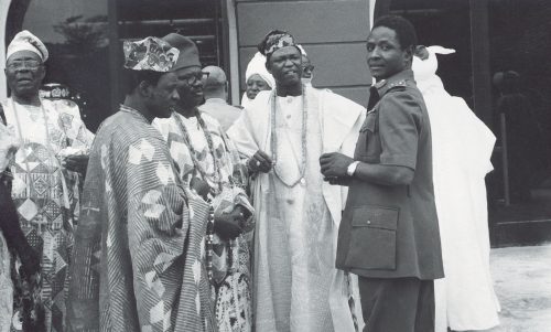 Shehu Musa Yar’Adua (first from right) with Yoruba traditional rulers during a courtesy visit to discuss the objectives and benefits of the administration’s Local Government Reforms