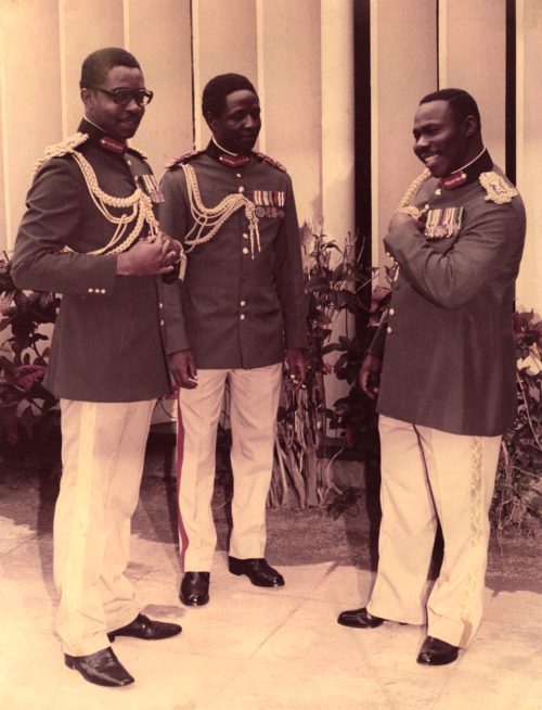 Shehu Musa Yar’Adua (second from left) with Generals T.Y. Danjuma and Olusegun Obasanjo
