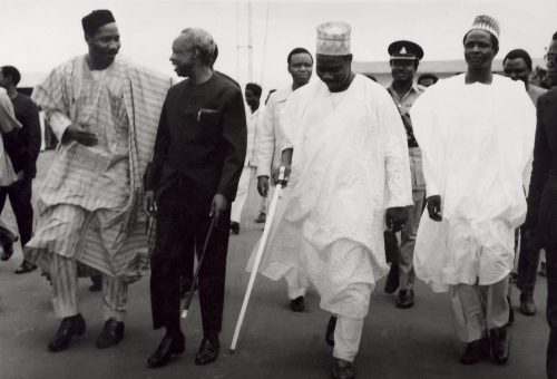 Shehu Musa Yar’Adua (Right) with General Olusegun Obasanjo and Julius Nyerere, President of Tanzania