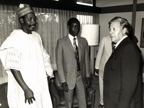 Shehu Musa Yar’Adua (second from left) with Helmut Schmidt – Chancellor, Federal Republic of Germany