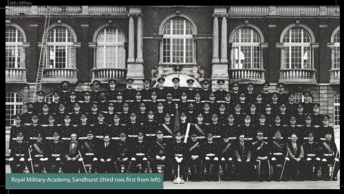 at Royal Military Academy, Sandhurst (third row, first left)