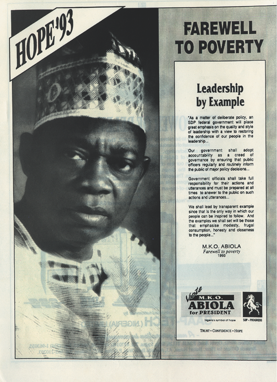 M.K.O. Abiola campaign poster for June 12, 1993 elections