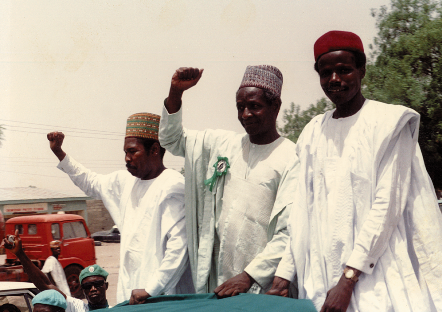 Shehu Musa Yar’Adua(second for right) at campaign rally