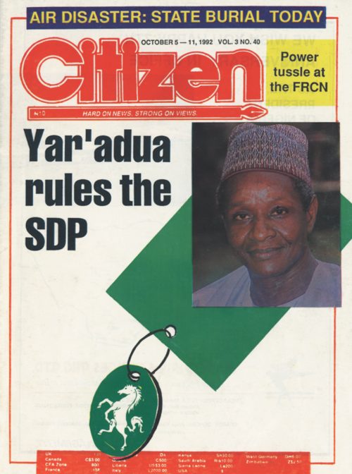 The Citizen magazine headline on Shehu Musa Yar’Adua in the Social Democratic Party