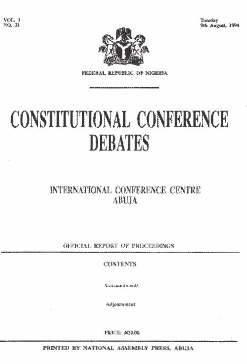 Document on proceedings during the National Constitutional Conference,1994