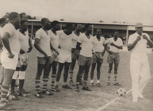 Shehu Musa Yar’Adua with the Officers Football team (fourth from right)