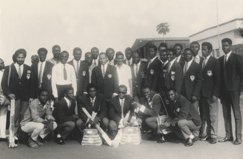 Shehu Musa Yar’Adua (ninth from right) with fellow officers of the military hockey team