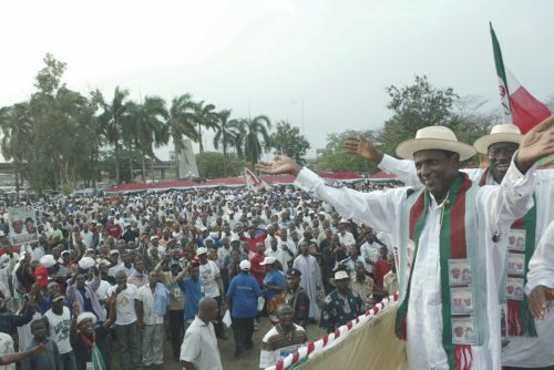His Excellency Umaru Musa Yar’Adua during a Presidential Campaign Rally