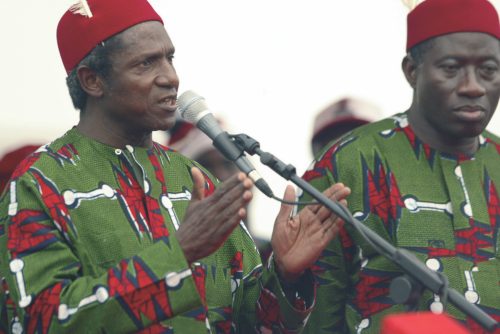 His Excellency Umaru Musa Yar’Adua during a Presidential Campaign Rally with his running mate Goodluck Ebele Jonathan